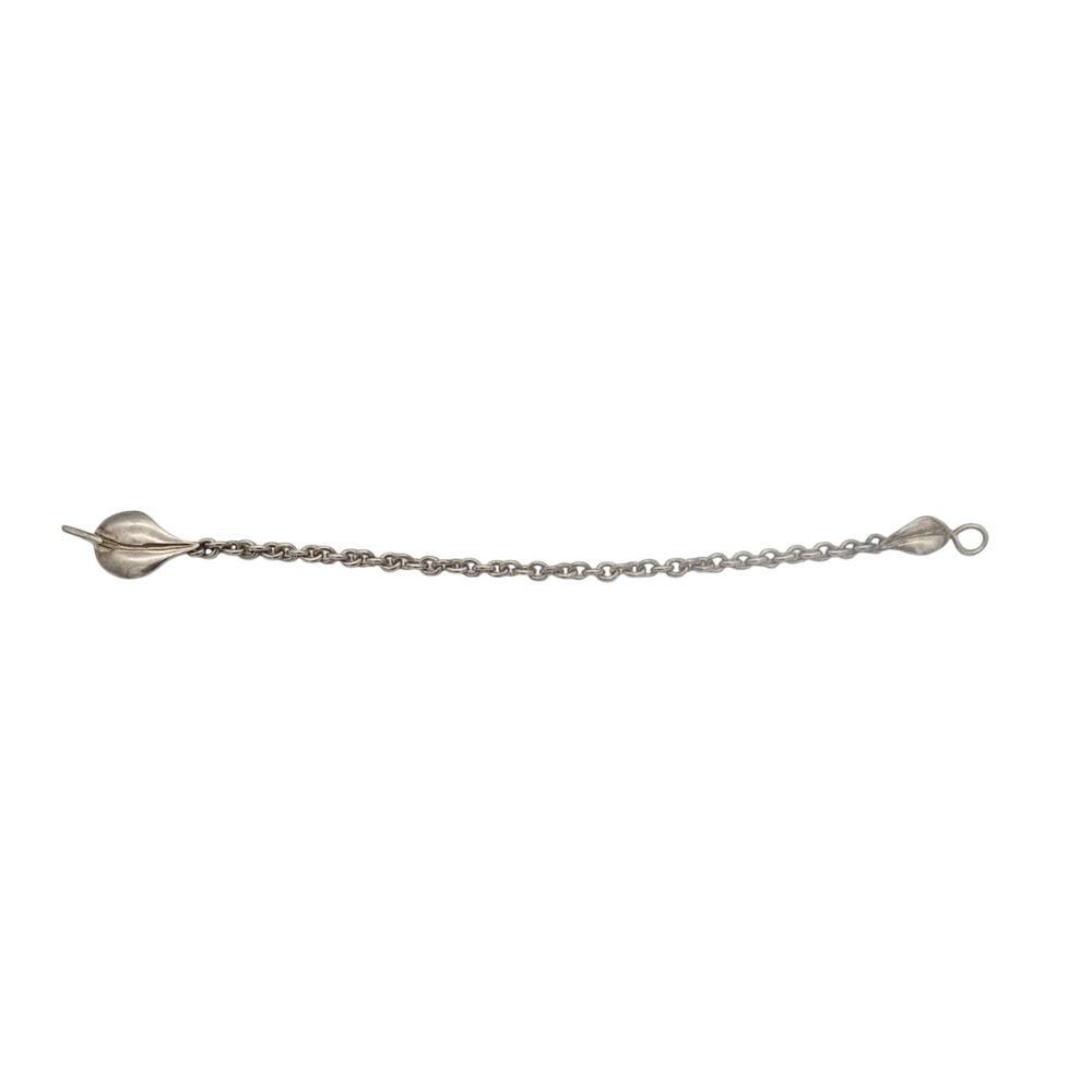 Vintage 925 Sterling Silver Chain Link Leaf Closure Bracelet 7 Inches Signed - Picture 2 of 6
